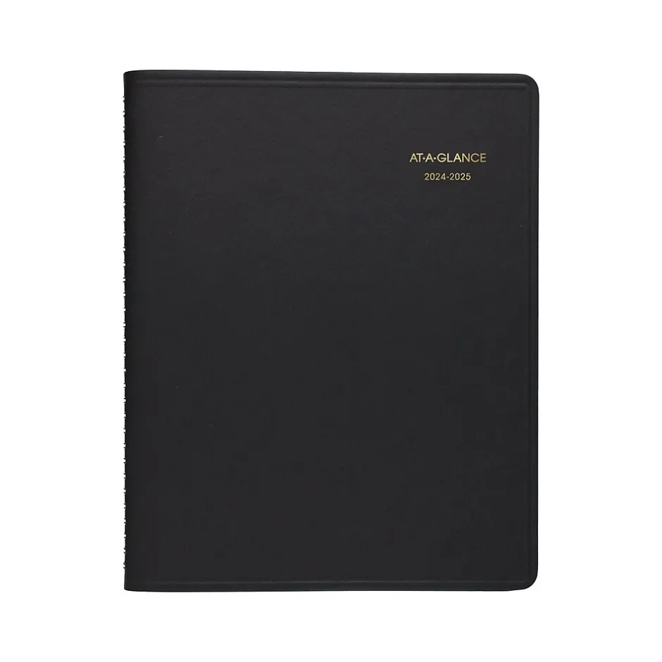 AT-A-GLANCE 2024-2025 7" x 8.75" Academic Weekly Appointment Book, Faux Leather Cover, Black (70-958-05-25) Outlet