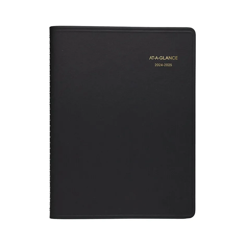 AT-A-GLANCE 2024-2025 8.25" x 11" Academic Weekly Appointment Book, Faux Leather Cover, Black (70-957-05-25) Clearance