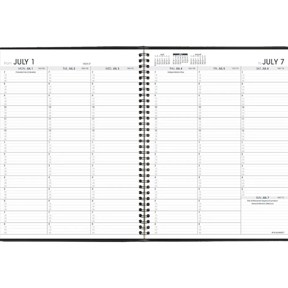 AT-A-GLANCE 2024-2025 8.25" x 11" Academic Weekly Appointment Book, Faux Leather Cover, Black (70-957-05-25) Clearance