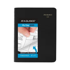 AT-A-GLANCE 2025 8" x 11" Calendar Year/Daily Appointment Book, Faux Leather Cover, Black (70-822-05-25) Best