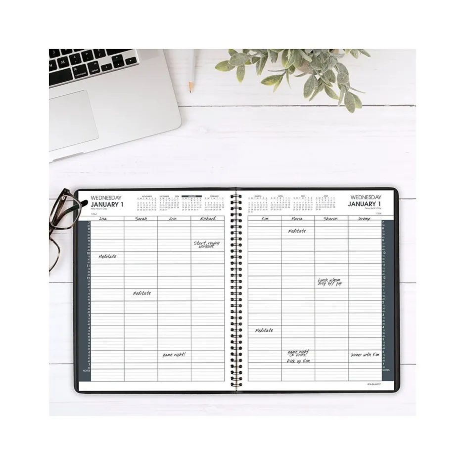 AT-A-GLANCE 2025 8.5" x 11" Calendar Year Daily Appointment Book, Faux Leather Cover, Black, 2/Set (70-212-05-25) Discount