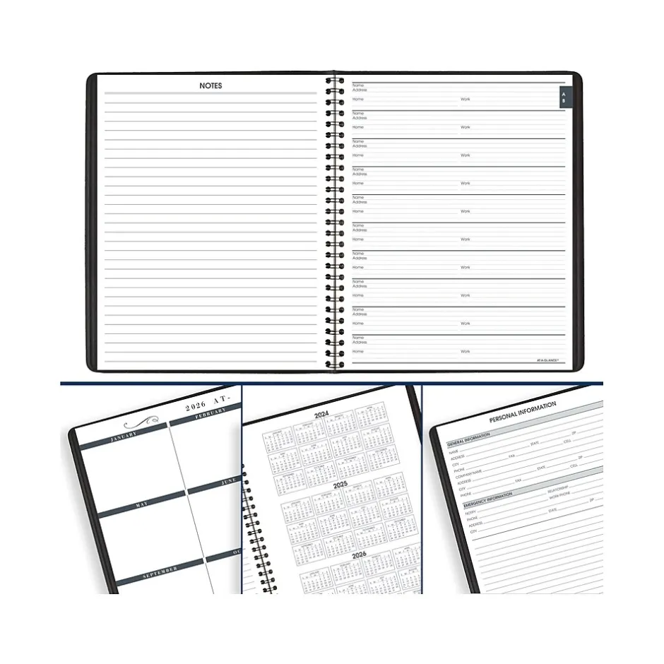 AT-A-GLANCE 2025 8" x 10" Calendar Year/Monthly Planner, Faux Leather Cover Black (70-130-05-25) Outlet