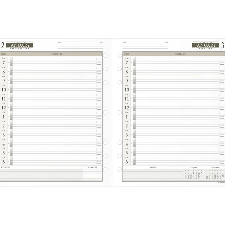 AT-A-GLANCE 2025 11" x 8.5" Daily & Monthly Planner Refill, White/Brown (491-125-25)