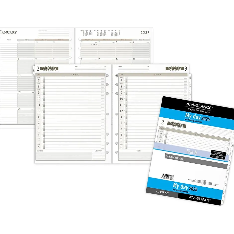 AT-A-GLANCE 2025 11" x 8.5" Daily & Monthly Planner Refill, White/Brown (491-125-25)