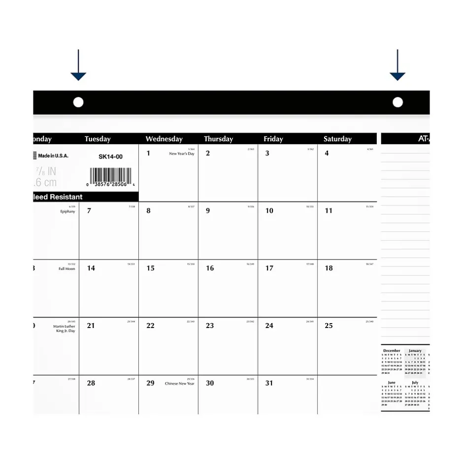 AT-A-GLANCE 2025 17.75" x 11" Monthly Desk Pad Calendar, White/Black (SK14-00-25) Sale