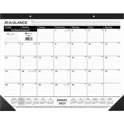 AT-A-GLANCE 2025 21.75" x 17" Monthly Desk Pad Calendar, White/Black (SK24-00-25) Sale