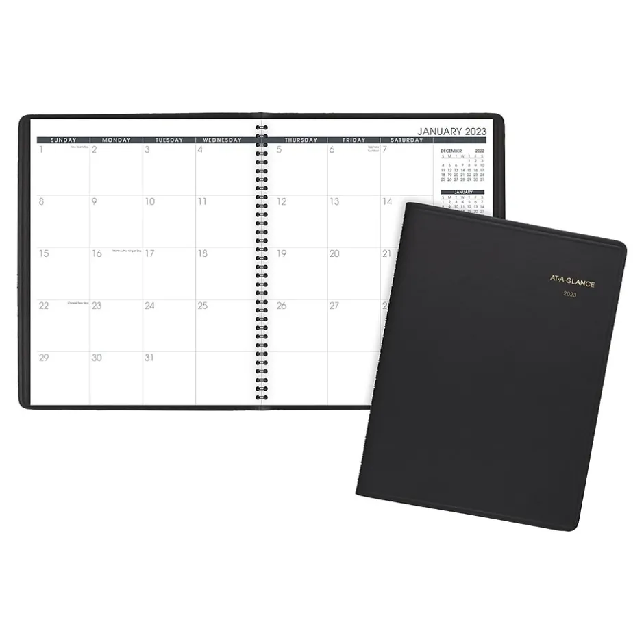 AT-A-GLANCE 2023-2024 9" x 11" Monthly Planner, Black (70-260-05-23) New
