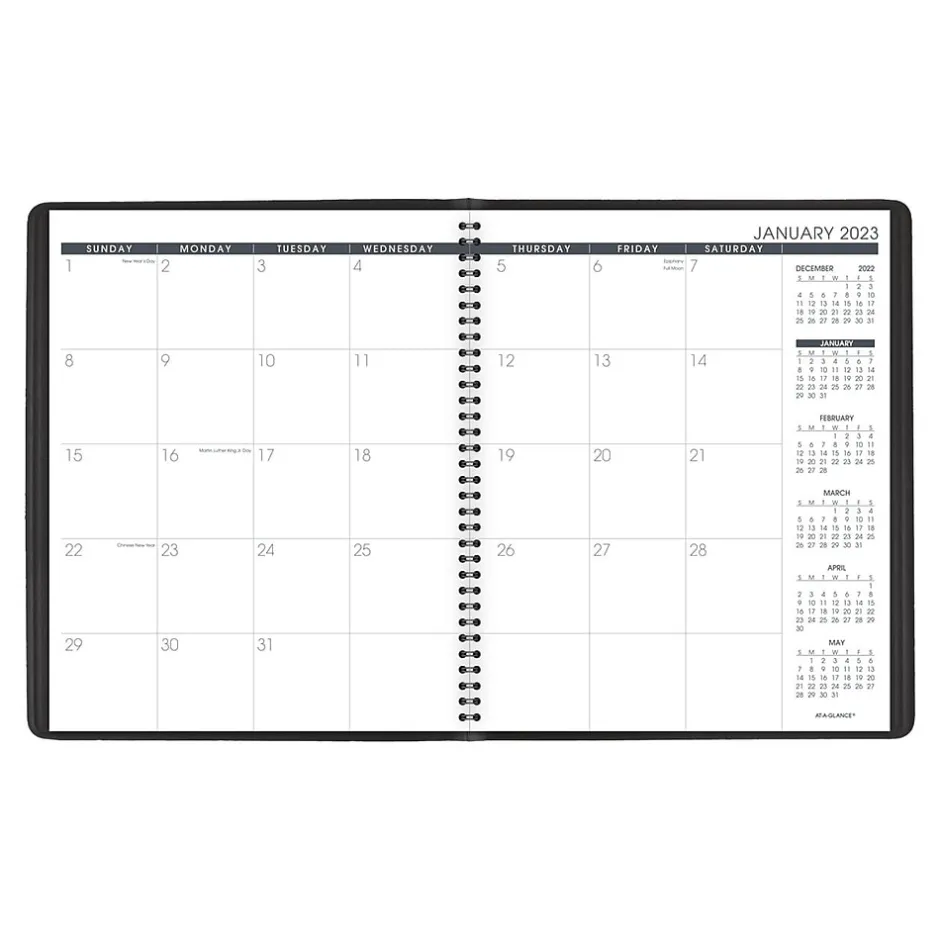 AT-A-GLANCE 2023-2024 9" x 11" Monthly Planner, Black (70-260-05-23) New