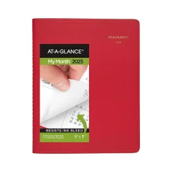 AT-A-GLANCE 2025 9" x 11" Monthly Planner, Faux Leather Cover, Red (70-250-13-25) Discount