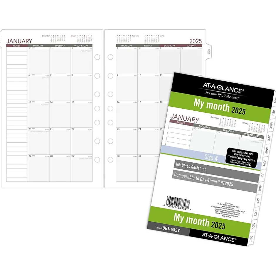 AT-A-GLANCE 2025 5.5" x 8.5" Monthly Planner Refill Pages, White/Gray (061-685Y-25) Best
