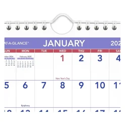 AT-A-GLANCE 2025 6.5" x 7.5" Monthly Wall Calendar, White/Purple (PM5-28-25)