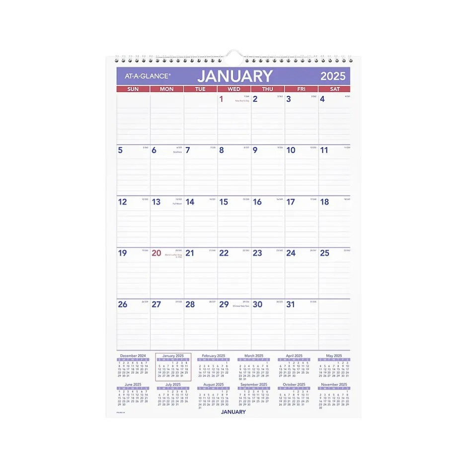 AT-A-GLANCE 2025 17" x 12" Monthly Wet-Erase Wall Calendar (PMLM02-28-25) Hot
