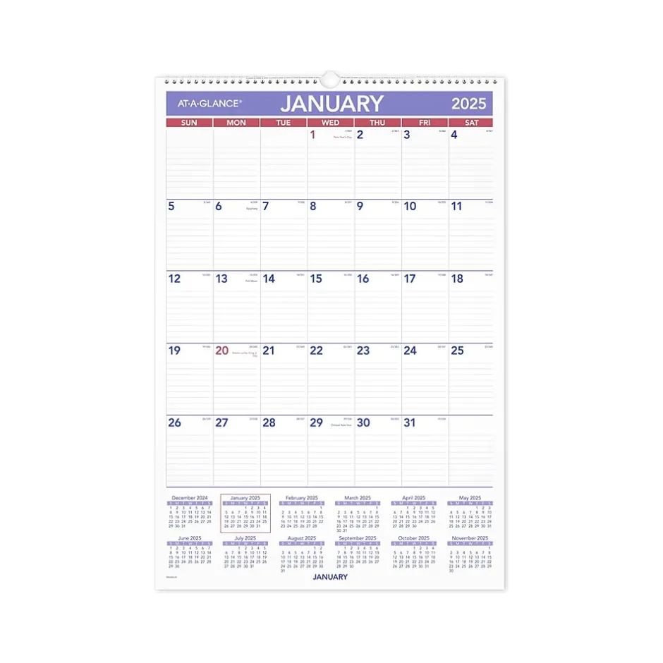 AT-A-GLANCE 2025 15.5" x 22.75" Monthly Wet-Erasable Wall Calendar (PMLM03-28-25) Hot