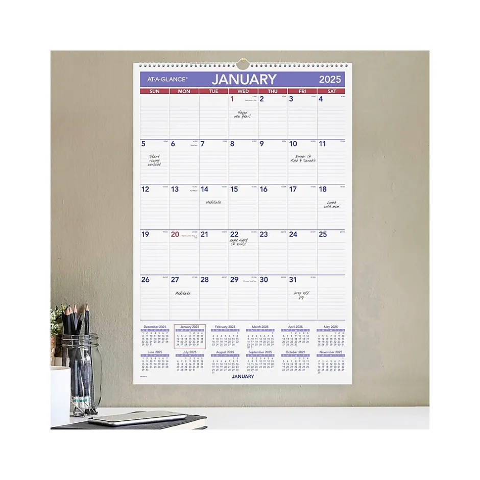 AT-A-GLANCE 2025 15.5" x 22.75" Monthly Wet-Erasable Wall Calendar (PMLM03-28-25) Hot