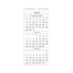 AT-A-GLANCE 2025 12" x 27" Three-Month Wall Calendar, White/Black (SW115-28-25) Best