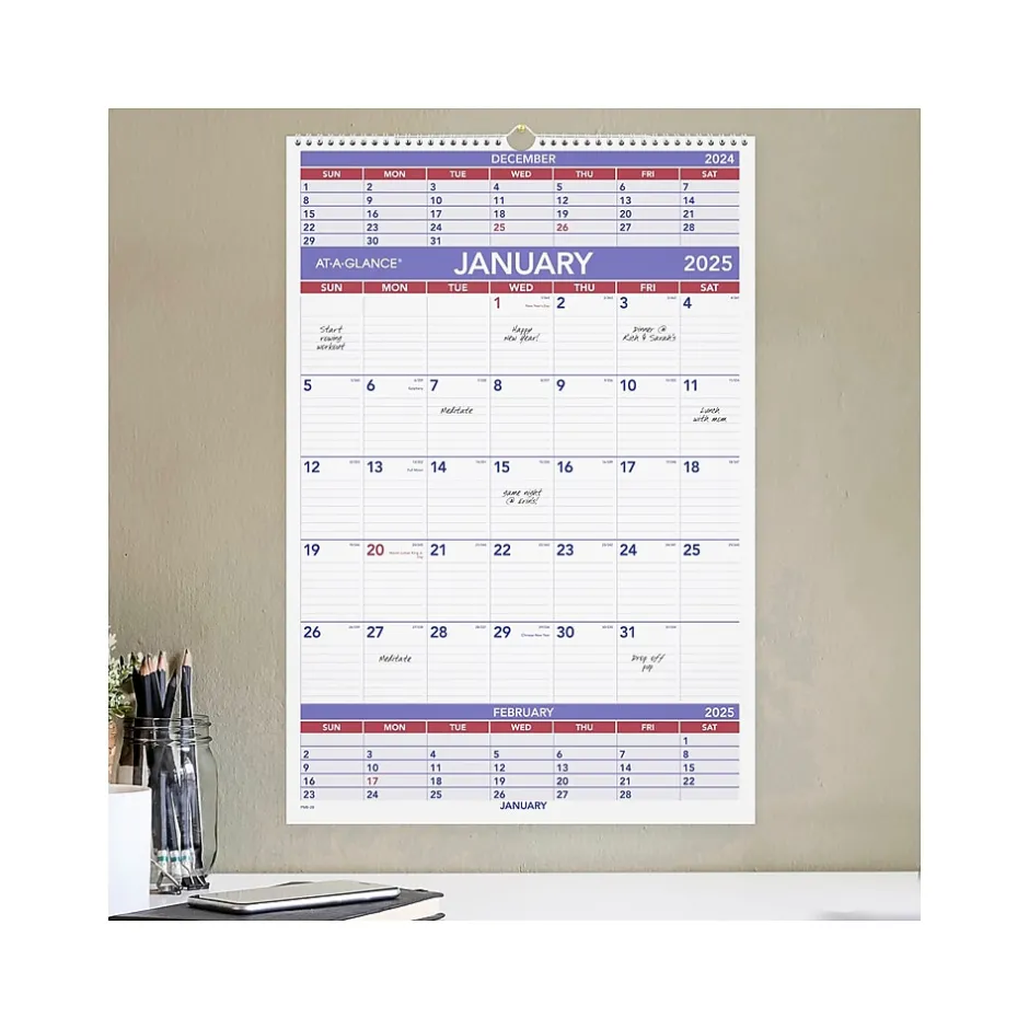 AT-A-GLANCE 2025 15.5" x 22.75" Three-Month Wall Calendar (PM6-28-25) Hot