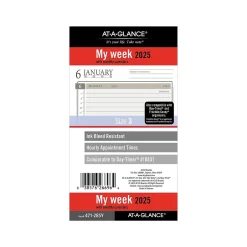 AT-A-GLANCE 2025 3.75" x 6.75" Weekly & Monthly Planner Refill, White/Brown (471-285Y-25) Clearance