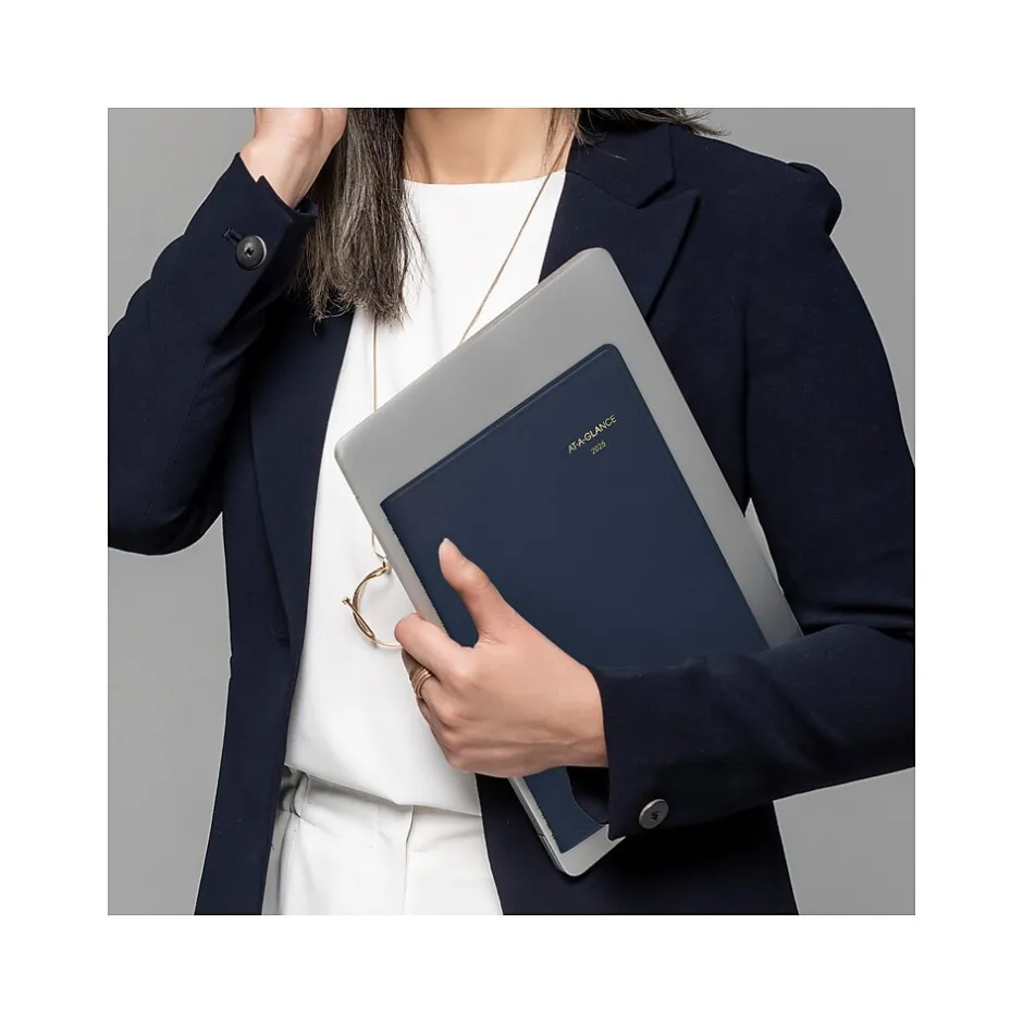 AT-A-GLANCE 2025 8.25" x 11" Weekly Appointment Book Planner, Faux Leather Cover, Navy (70-950-20-25) Clearance