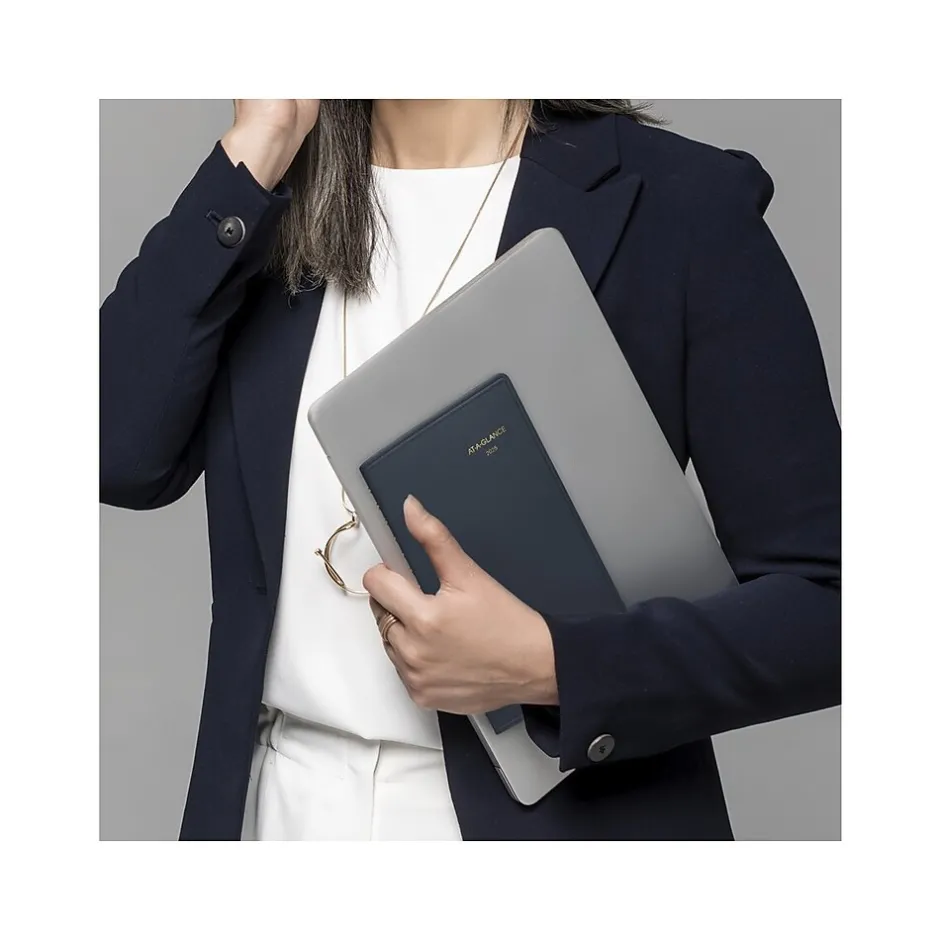 AT-A-GLANCE 2025 5" x 8" Weekly Appointment Book, Faux Leather Cover, Navy (70-075-20-25) Outlet