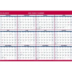 AT-A-GLANCE 2025 48" x 32" Yearly Dry Erase Wall Calendar, Reversible, White/Red (PM326-28-25) Best