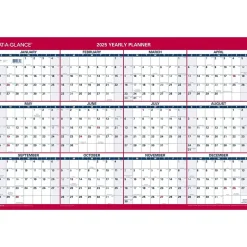 AT-A-GLANCE 2025 36" x 24" Yearly Wall Calendar, Reversible, White/Red (PM212-28-25) Online