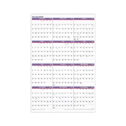 AT-A-GLANCE 2025 24" x 36" Yearly Wall Calendar, White/Purple (PM12-28-25)