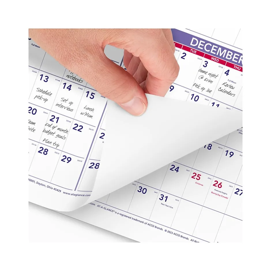 AT-A-GLANCE 2025 24" x 36" Yearly Wall Calendar, White/Purple (PM12-28-25)