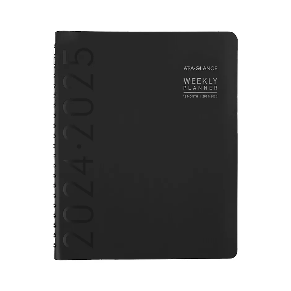 AT-A-GLANCE 2024-2025 Contemporary 8.25" x 11" Academic Weekly & Monthly Planner, Faux Leather Cover, Black (70-957X-05-25) Sale
