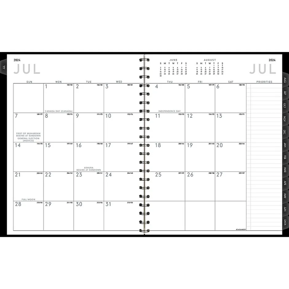 AT-A-GLANCE 2024-2025 Contemporary 8.25" x 11" Academic Weekly & Monthly Planner, Faux Leather Cover, Black (70-957X-05-25) Sale