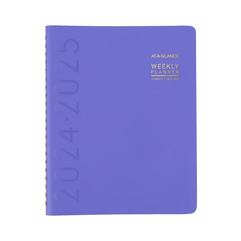 AT-A-GLANCE 2024-2025 Contemporary 8.25" x 11" Academic Weekly & Monthly Planner, Faux Leather Cover, Purple (70-957X-18-25) New