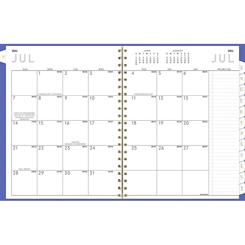 AT-A-GLANCE 2024-2025 Contemporary 8.25" x 11" Academic Weekly & Monthly Planner, Faux Leather Cover, Purple (70-957X-18-25) New