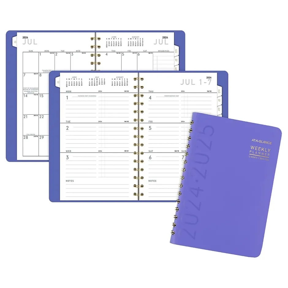 AT-A-GLANCE 2024-2025 Contemporary 5" x 8" Academic Weekly & Monthly Planner, Purple (70-101X-18-25) New