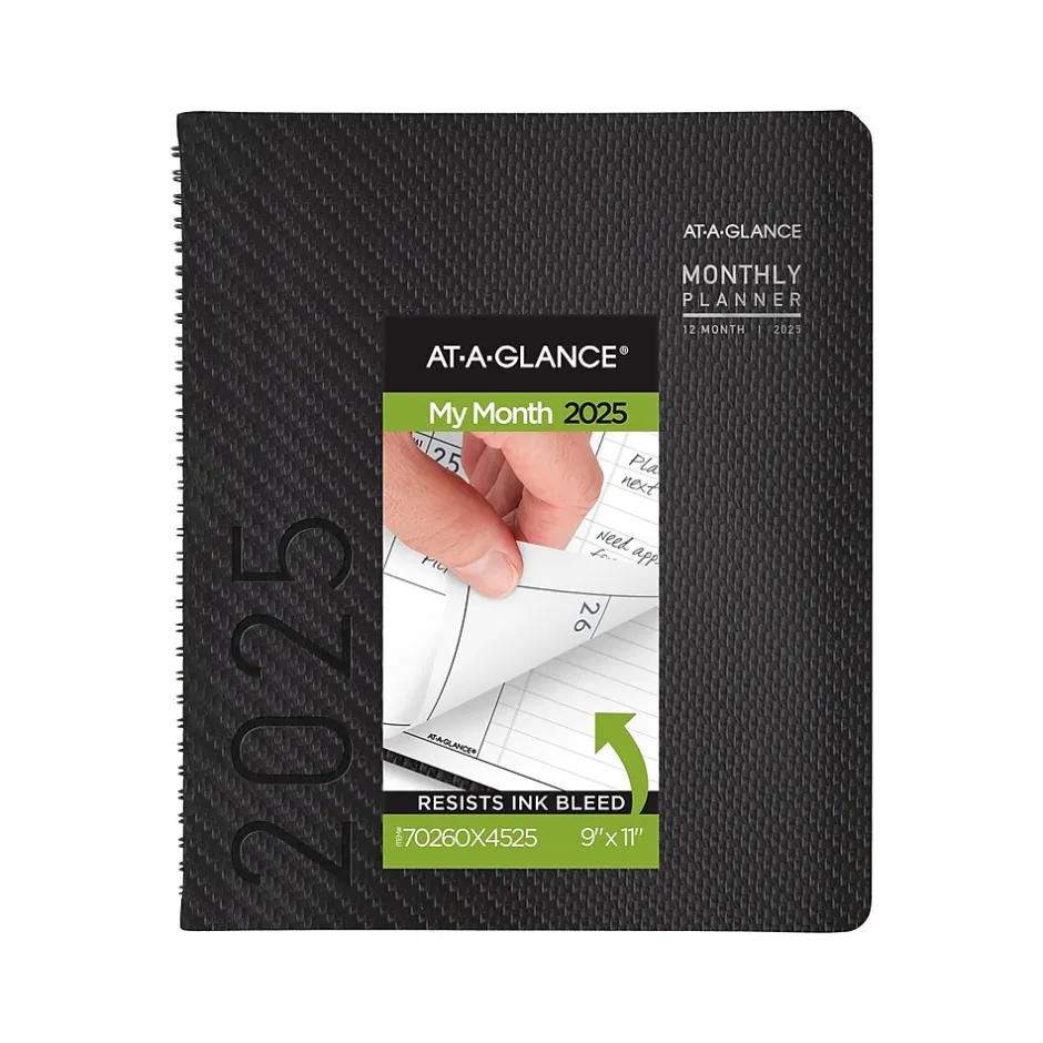 AT-A-GLANCE 2025 Contemporary 9" x 11" Monthly Planner, Faux Leather Cover, Charcoal (70-260X-45-25) Online