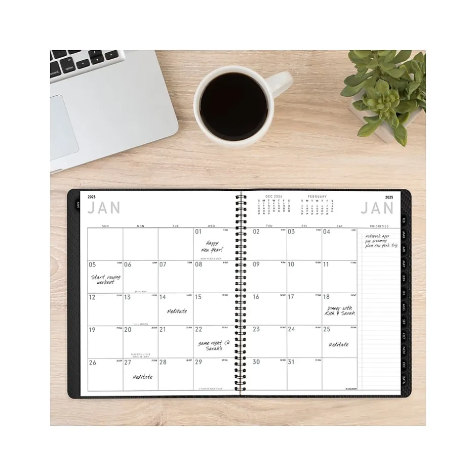 AT-A-GLANCE 2025 Contemporary 9" x 11" Monthly Planner, Faux Leather Cover, Charcoal (70-260X-45-25) Online