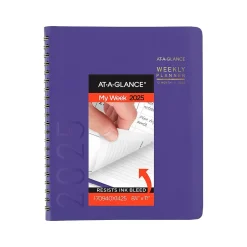AT-A-GLANCE 2025 Contemporary 8.25" x 11" Weekly & Monthly Planner, Faux Leather Cover, Purple (70-940X-14-25) Discount