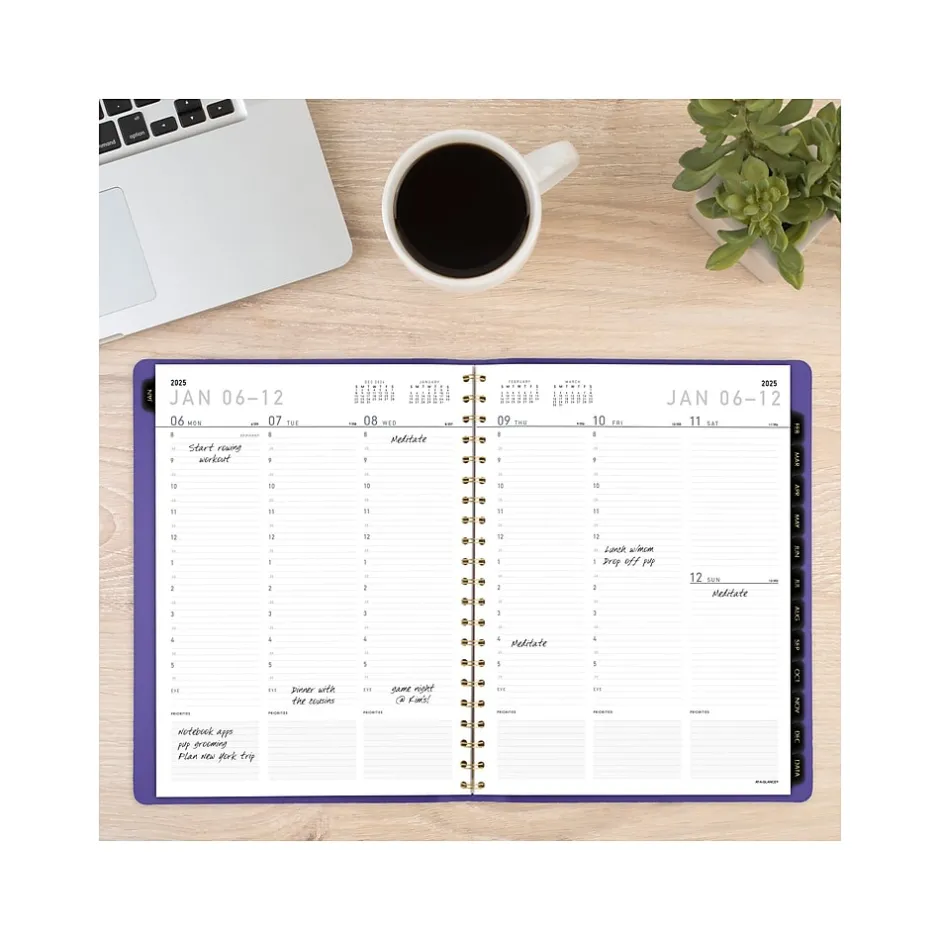 AT-A-GLANCE 2025 Contemporary 8.25" x 11" Weekly & Monthly Planner, Faux Leather Cover, Purple (70-940X-14-25) Discount