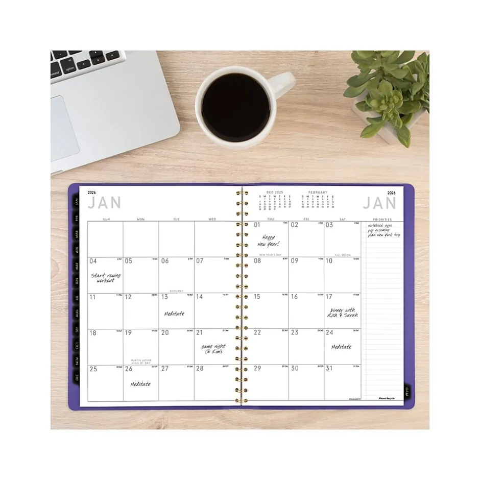 AT-A-GLANCE 2025 Contemporary 8.25" x 11" Weekly & Monthly Planner, Faux Leather Cover, Purple (70-940X-14-25) Discount