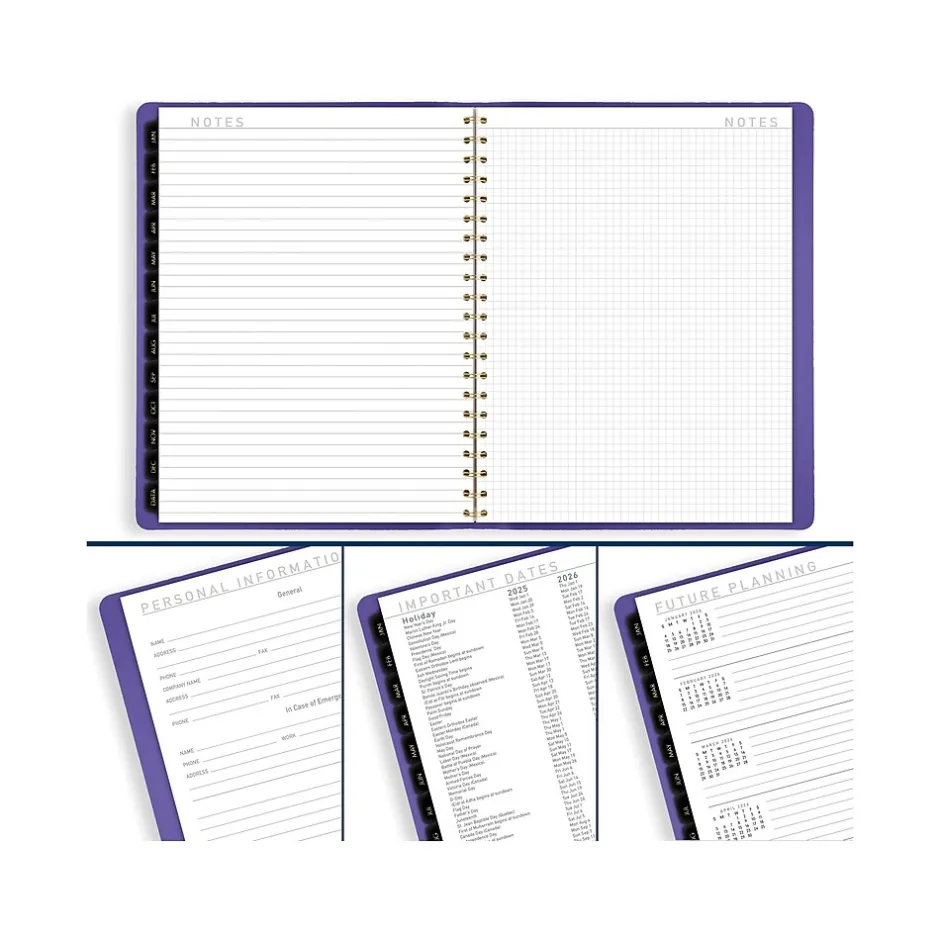 AT-A-GLANCE 2025 Contemporary 8.25" x 11" Weekly & Monthly Planner, Faux Leather Cover, Purple (70-940X-14-25) Discount