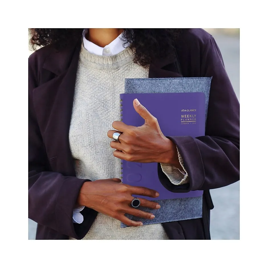 AT-A-GLANCE 2025 Contemporary 8.25" x 11" Weekly & Monthly Planner, Faux Leather Cover, Purple (70-940X-14-25) Discount
