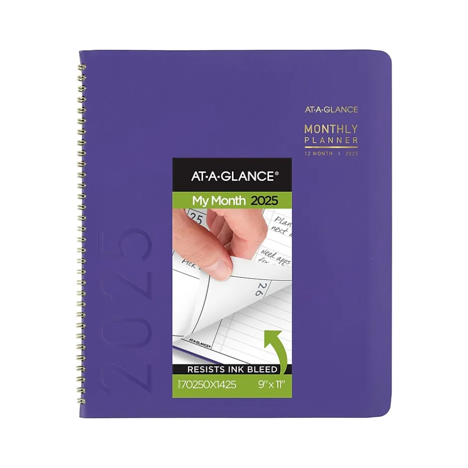 AT-A-GLANCE 2025 Contemporary 9" x 11" Monthly Planner, Faux Leather Cover, Purple (70-250X-14-25) Outlet