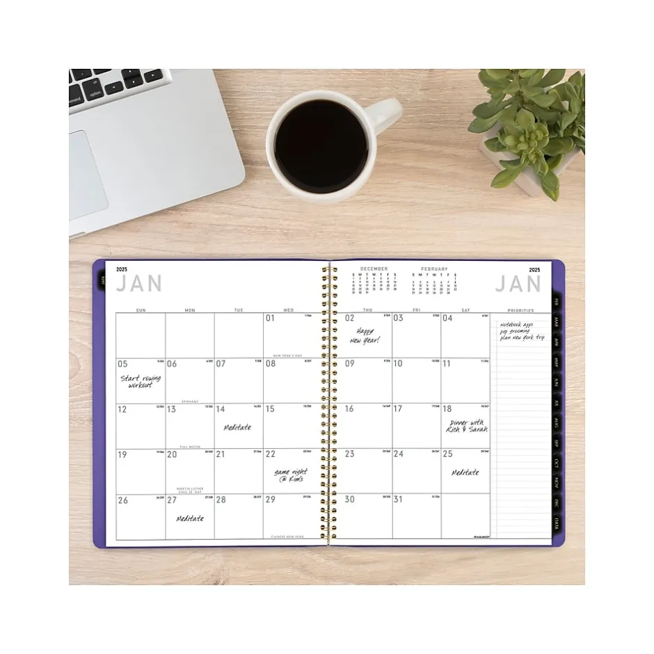 AT-A-GLANCE 2025 Contemporary 9" x 11" Monthly Planner, Faux Leather Cover, Purple (70-250X-14-25) Outlet