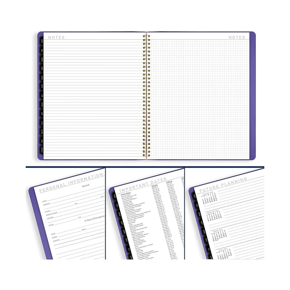 AT-A-GLANCE 2025 Contemporary 9" x 11" Monthly Planner, Faux Leather Cover, Purple (70-250X-14-25) Outlet