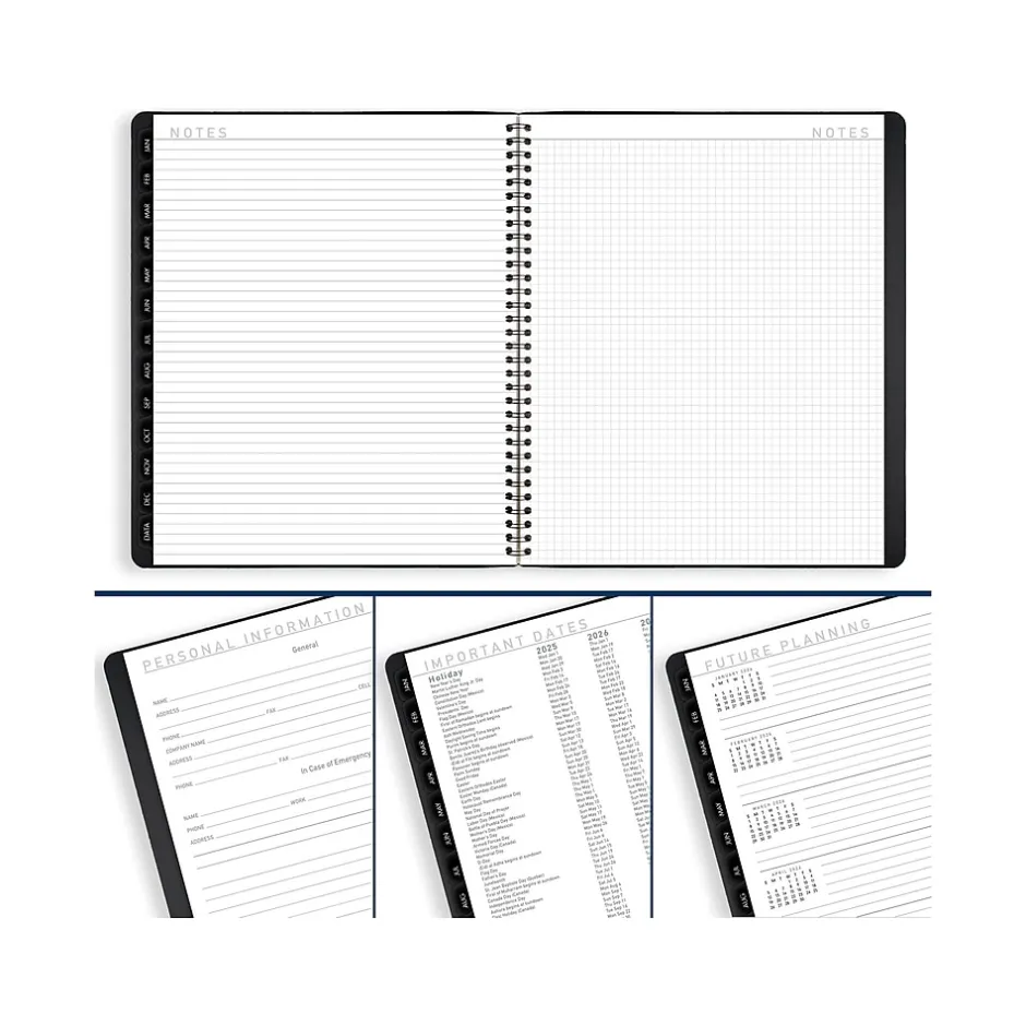 AT-A-GLANCE 2025 Contemporary 9" x 11" Monthly Planner, Faux Leather Cover, Black (70-260X-05-25) Clearance