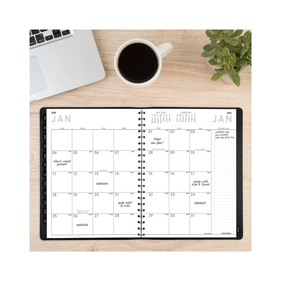 AT-A-GLANCE 2025 Contemporary 8.25" x 11" Weekly & Monthly Planner, Faux Leather Cover, Black (70-950X-05-25) Sale