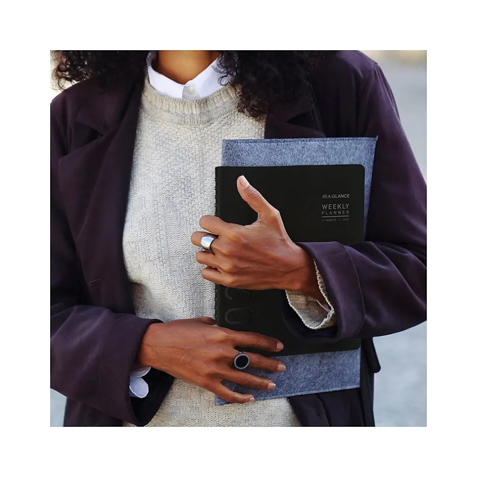 AT-A-GLANCE 2025 Contemporary 8.25" x 11" Weekly & Monthly Planner, Faux Leather Cover, Black (70-950X-05-25) Sale