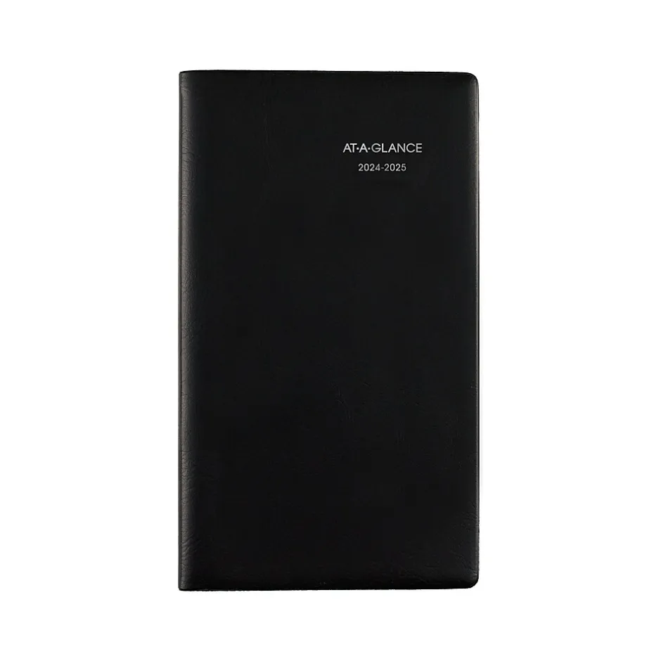 AT-A-GLANCE 2024-2025 DayMinder 3.5" x 6" Academic Monthly Planner, Faux Leather Cover, Black (AY53-00-25) Online