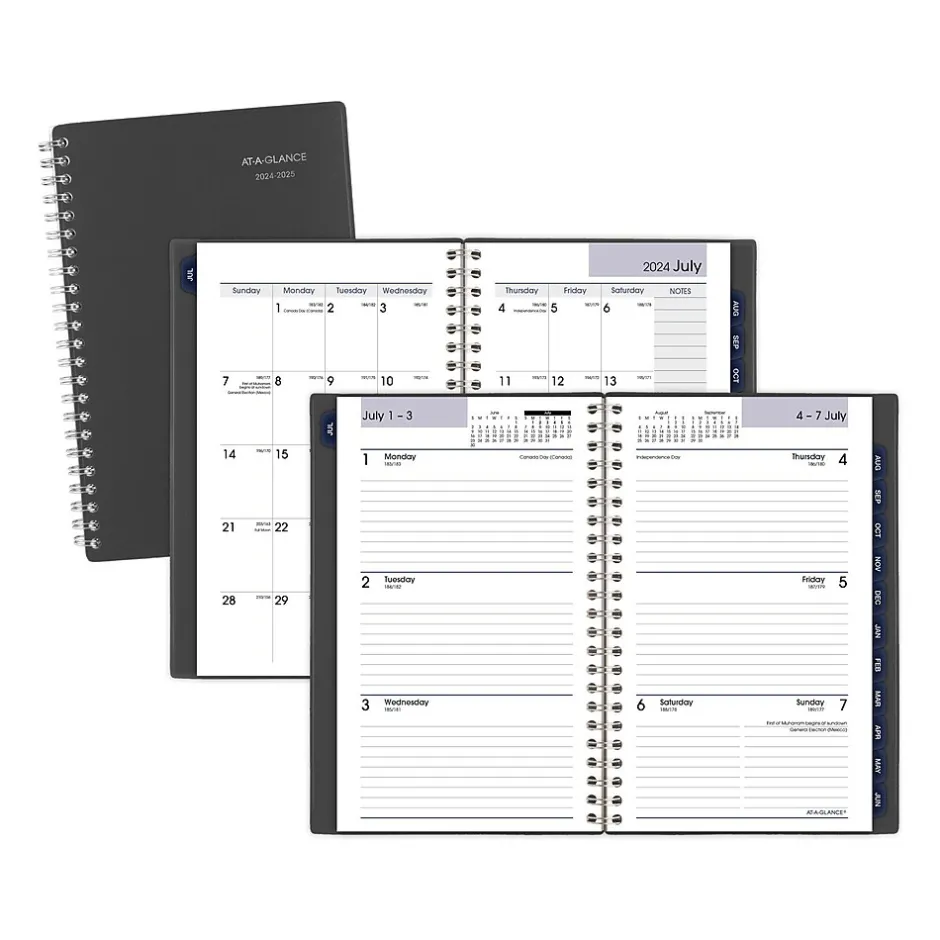 AT-A-GLANCE 2024-2025 DayMinder 5" x 8" Academic Weekly & Monthly Planner, Poly Cover, Charcoal (AYC200-45-25) New
