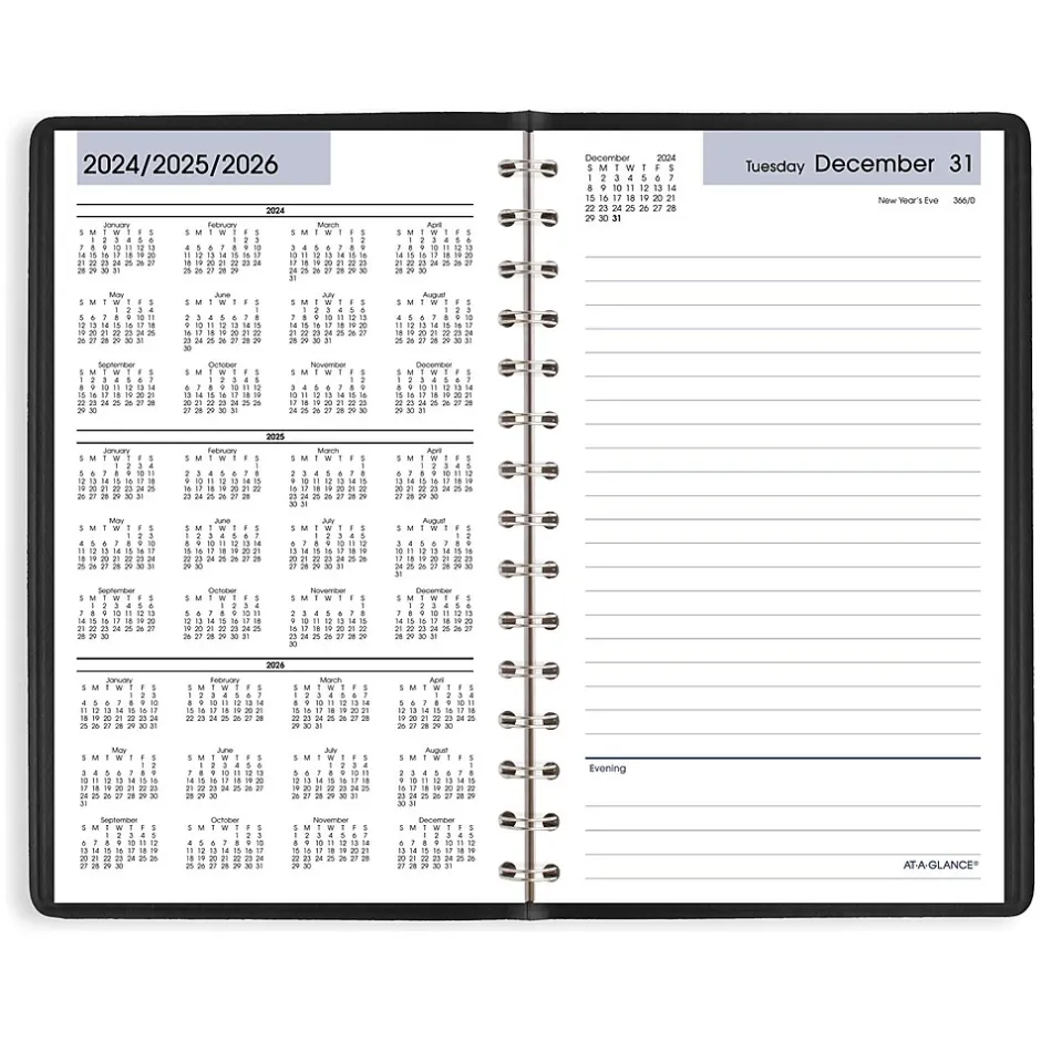 AT-A-GLANCE 2025 DayMinder 5" x 8" Daily Planner, Faux Leather Cover, Black (SK46-00-25) Discount