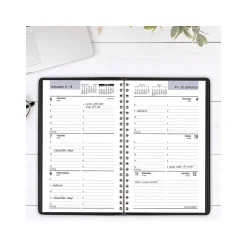 AT-A-GLANCE 2025 DayMinder 5" x 8" Weekly Appointment Book, Faux Leather Cover, Black (G200-00-25) Online