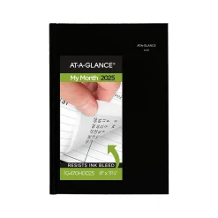 AT-A-GLANCE 2025 DayMinder 8" x 11.75" Monthly Planner, Faux Leather Cover, Black (G470H-00-25) Online